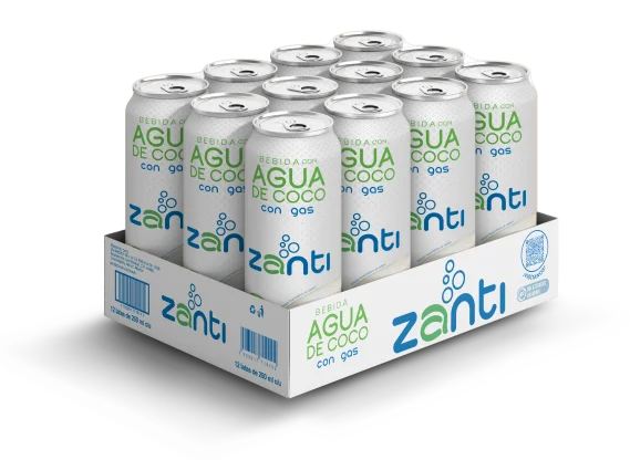 12 pack agua de coco sin azucar zanti